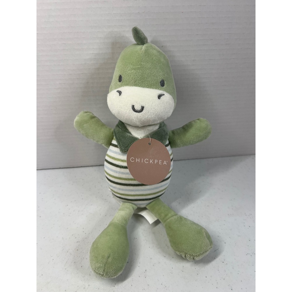 Chickpea Green Dinosaur Plush Stuffed Animal Striped Belly Soft Toy 11 inch NWT
